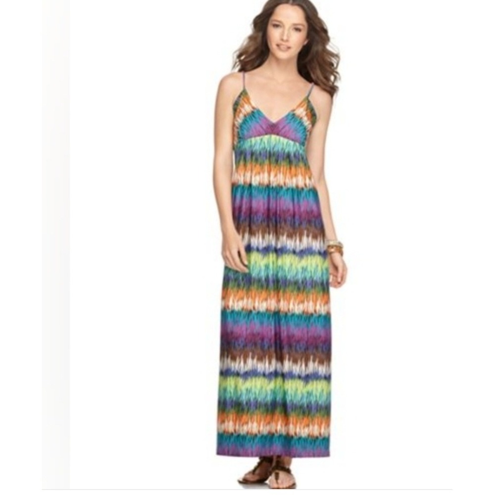Y2K Beach Mermaid Maxi Dress‎ Colorful Cruise Resortwear Vacation Macy's Size XL